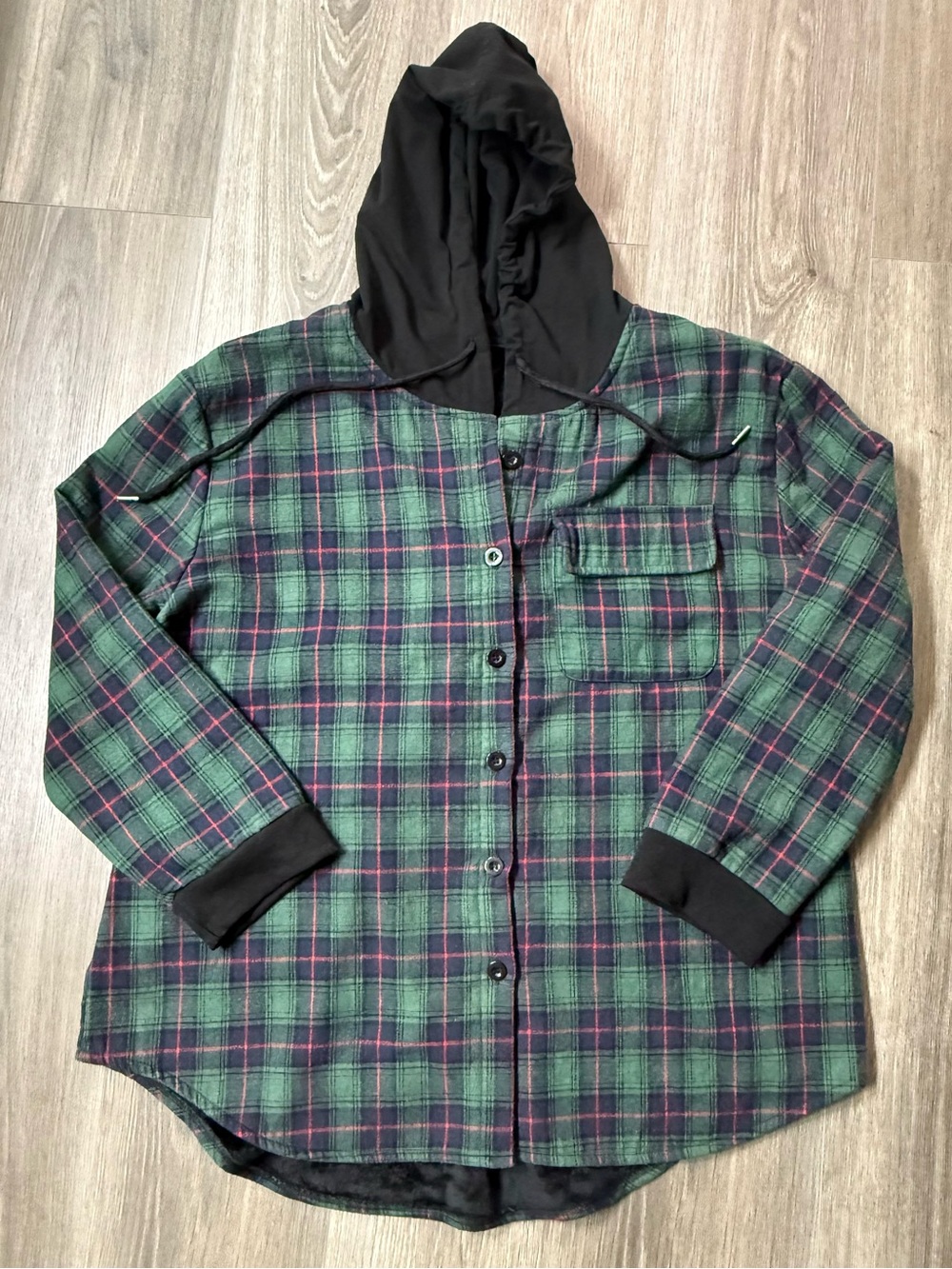 ZAFUL Plaid Flannel Hooded Shacket | Faux Fur Lined